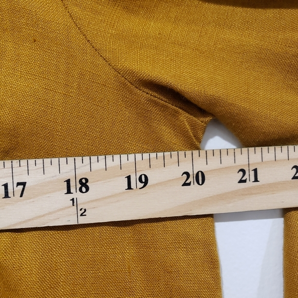 Garnet Hill Market Linen Dress Size M Mustard Gold Shift Popover Coastal Casual - Picture 12 of 16